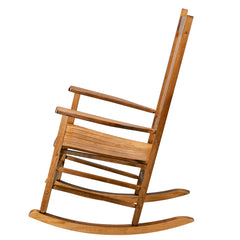 HAOYYE Square Wooden Rocking Chair with Wavy Backboard, Sturdy and Elegant Rocker for Patio, Porch, Garden, or Balcony, Comfortable and Durable Design for Relaxation and Outdoor Enjoyment