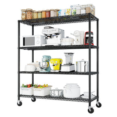 HAOYYE Heavy Duty Metal Shelving Unit With Wheels, Adjustable Storage Rack for Garage Or Pantry, NSF Certified Commercial Storage Shelf, High-Load Capacity, Sturdy Wire Shelving