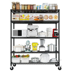 HAOYYE Heavy Duty Storage Shelves With Wheels, Adjustable Wire Shelving Unit For Garage, Pantry, And Commercial Storage, NSF Certified, Sturdy 3200lbs Capacity Metal Storage Rack