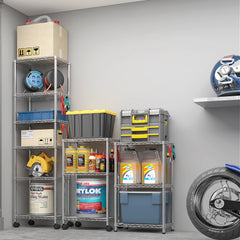 HAOYYE Heavy Duty Storage Shelves With Wheels, Adjustable Wire Shelving Unit For Garage And Pantry Storage, Sturdy 1020lbs Capacity, NSF Certified Metal Storage Rack