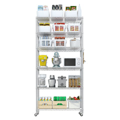 HAOYYE Heavy Duty Storage Shelves With Wheels, Adjustable Wire Shelving Unit For Garage, Pantry, And Commercial Use, Sturdy 1200lbs Capacity, NSF Certified Metal Storage Rack