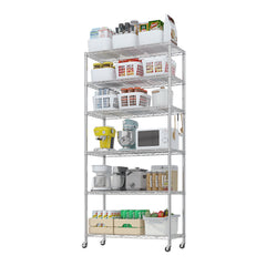 HAOYYE Heavy Duty Storage Shelves With Wheels, Adjustable Wire Shelving Unit For Garage, Pantry, And Commercial Use, Sturdy 1200lbs Capacity, NSF Certified Metal Storage Rack