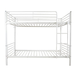 HAOYYE White Metal Bunk Bed with Sturdy Ladder, Space-Saving Twin Size Design, Durable Iron Frame for Versatile Bedroom Use, Easy Assembly, Stylish and Functional Loft Bed for Teens and Adults