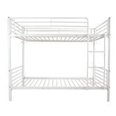 HAOYYE White Metal Bunk Bed with Sturdy Ladder, Space-Saving Twin Size Design, Durable Iron Frame for Versatile Bedroom Use, Easy Assembly, Stylish and Functional Loft Bed for Teens and Adults