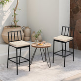 HAOYYE 2PCS Patio Bar Chairs Set of 2 Heavy Duty Metal Frame Barstools with Removable Cushions All Weather Resistant Outdoor Indoor High Back Bar Chairs for Kitchen Balcony Garden