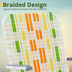 Haoyye Set of 2 Webbed Folding Beach Chairs, Durable and Lightweight Outdoor Lawn Chairs for Camping, Fishing, Poolside, and BBQs, Vibrant Yellow and Green Design for Comfortable Relaxation