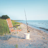 Haoyye Set of 2 Webbed Folding Beach Chairs, Durable and Lightweight Outdoor Lawn Chairs for Camping, Fishing, Poolside, and BBQs, Vibrant Orange And White Design for Comfortable Relaxation