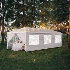 HAOYYE 10'x30' Outdoor Party Tent with 8 Removable Sidewalls Waterproof Event Canopy Gazebo for Backyard Wedding Patio Commercial Use