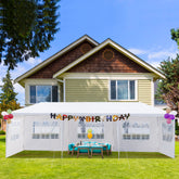 HAOYYE 3x9m Outdoor Party Tent Waterproof PE Pergola with 5 Removable Window Sidewalls Spiral Tube Iron Frame for Wedding Events Camping Backyard