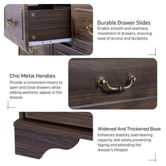 HAOYYE Brown 7 Drawer Double Dresser with Wide Storage Drawers for Bedroom Living Room Entryway Organization
