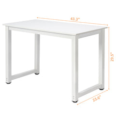 Haoyye White Desktop Computer Desk, P2 Particleboard with Steel Frame, Simple and Sturdy Workstation for Home Offices and Studies, Modern and Compact Design