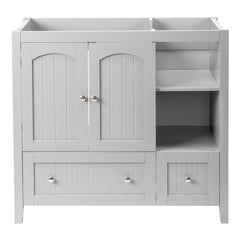 Haoyye Grey MDF Lacquered Bathroom Vanity Cabinet, Double Door and 2 Drawer Design, Decorative Molding, Modern and Durable Moisture-Resistant Storage Solution for Stylish Bathrooms
