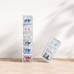 HAOYYE 18-Piece Medium White Plastic Mesh Shoe Box Set with Modular Stackable Design, Durable and Breathable Storage Solution for Home Organization, Closet, Dorm, and Space-Saving Shoe Storage