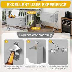 HAOYYE 80 Quart Rolling Outdoor Beverage Cooler Cart with Wheels Single Side Hinged Lid Twisted Leg Design Ice Chest Iron Body with Drainage Tube for Backyard Deck Patio Party Portable Insulated Drink Cooler for BBQ and Entertaining