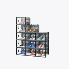 HAOYYE 12-Piece Large Black Shoe Box Set With Plastic Mesh Design, Stackable And Freely Combinable Storage Boxes For Shoes And Accessories, Durable And Breathable Organizer For Home, Closet, Dorm, And Office Use