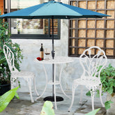 Haoyye 3-Piece Patio Bistro Set, Rust-Resistant Cast Aluminum Outdoor Table and Chairs with Tulip Design and Umbrella Hole, Durable Garden Furniture for Backyard, Balcony, Poolside, and Terrace