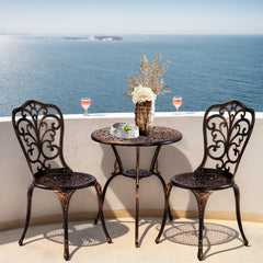 HAOYYE 3 PCS Outdoor Bistro Set, All-Weather Cast Aluminum Patio Table Set with Butterfly Design, Durable and Elegant Bistro Chairs for Backyard, Garden, or Balcony, Perfect for Outdoor Dining and Relaxation