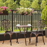 HAOYYE 3 PCS Outdoor Bistro Set, All-Weather Cast Aluminum Patio Table Set with Butterfly Design, Durable and Elegant Bistro Chairs for Backyard, Garden, or Balcony, Perfect for Outdoor Dining and Relaxation