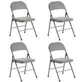 HAOYYE 4pcs Elegant Foldable Dining Chairs with Padded PVC Seat and Backrest for Home Office Conference Exhibition Portable Stackable Iron Frame Gray
