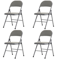 HAOYYE 4pcs Elegant Foldable Dining Chairs with Padded PVC Seat and Backrest for Home Office Conference Exhibition Portable Stackable Iron Frame Gray