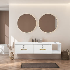 HAOYYE Salon Storage Cabinet with Two Drawers and Lockable Design White Rolling Beauty Station Organizer with Three Tool Holes E0 Particleboard Modern Mobile Cabinet for Nail Tech Spa Salon Studio