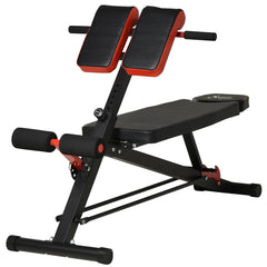 HAOYYE Multifunctional Sit Up Bench Home Fitness Equipment Red Adjustable Workout Bench for Abs Core Dumbbell Press Hyper Extensions Full Body Strength Training with Cushioned Support