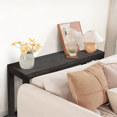 HAOYYE Pinewood Entryway Table with Black Finish, Narrow Console Table for Living Room and Hallway, Stylish Sofa Table for Home Decor and Organization, Durable and Space-Saving Design