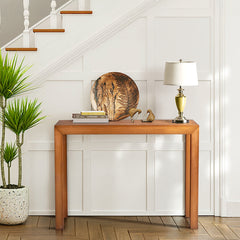 HAOYYE Pinewood Entryway Table with Light Brown Finish, Narrow Console Table for Living Room and Hallway, Stylish Sofa Table for Home Decor and Organization, Durable and Space-Saving Design
