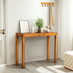 HAOYYE Pinewood Entryway Table with Light Brown Finish, Narrow Console Table for Living Room and Hallway, Stylish Sofa Table for Home Decor and Organization, Durable and Space-Saving Design
