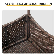 HAOYYE 20in Patio Side Table Outdoor Wicker Square End Table All-Weather Rattan Coffee Table with Tempered Glass Top for Balcony Deck Porch Poolside Small Space Furniture