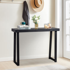 HAOYYE Solid Wood Console Table With Black Finish Narrow Entryway Sofa Table For Hallway Living Room Foyer And Behind The Couch Stylish Durable Pine Wood Accent Table Perfect For Small Spaces And Modern Home Decor