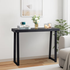 HAOYYE Solid Wood Console Table With Black Finish Narrow Entryway Sofa Table For Hallway Living Room Foyer And Behind The Couch Stylish Durable Pine Wood Accent Table Perfect For Small Spaces And Modern Home Decor
