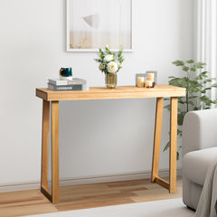 HAOYYE Solid Wood Console Table for Entryway and Living Room, Narrow Sofa Table for Hallway and Behind Couch, Stylish Wood Color Design with Durable Pine Construction, Modern Minimalist Accent Table Perfect for Foyer and Small Spaces
