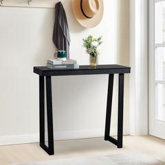 HAOYYE Solid Wood Console Table for Entryway, Narrow Sofa Table for Hallway, Living Room, Foyer, Behind Couch, Stylish and Sturdy Black Finish Accent Table for Small Spaces and Home Decor
