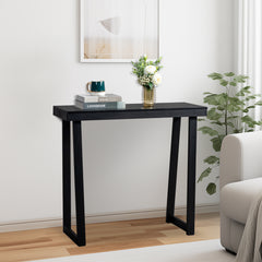 HAOYYE Solid Wood Console Table for Entryway, Narrow Sofa Table for Hallway, Living Room, Foyer, Behind Couch, Stylish and Sturdy Black Finish Accent Table for Small Spaces and Home Decor