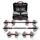 HAOYYE Adjustable Dumbbell and Barbell Set 110 Lbs with 3-in-1 Metal Connector, Durable Cast Iron Plates, Chrome Knurled Handles for Secure Grip, Star-Lock Collars, Home Gym Strength Training Equipment