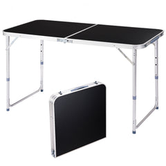 HAOYYE 4Ft Portable Multipurpose Folding Table, Lightweight Foldable Utility Table with Carry Handle, Sturdy Plastic Tabletop and Metal Legs, for Indoor Outdoor Use, Picnic, Camping, Party, Dining, Crafting, Backyard, Black