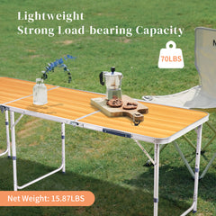 HAOYYE 6ft Aluminum Alloy Folding Table Lightweight Portable Utility Table with Carry Handle for Indoor Outdoor Use Camping Picnic Party Catering Office Backyard Easy Setup and Storage