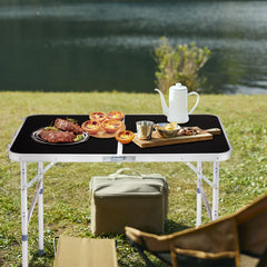 HAOYYE 3ft Aluminum Alloy Folding Table Black Lightweight Portable Utility Table with Carry Handle for Outdoor Camping Picnic BBQ Travel Kitchen Office Craft and Backyard Use Easy Setup