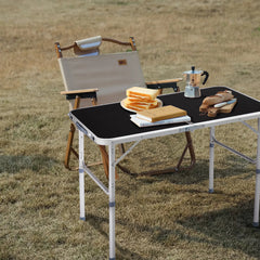HAOYYE 3ft Aluminum Alloy Folding Table Black Lightweight Portable Utility Table with Carry Handle for Outdoor Camping Picnic BBQ Travel Kitchen Office Craft and Backyard Use Easy Setup