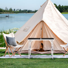 HAOYYE 3ft Aluminum Alloy Folding Table Black Lightweight Portable Utility Table with Carry Handle for Outdoor Camping Picnic BBQ Travel Kitchen Office Craft and Backyard Use Easy Setup