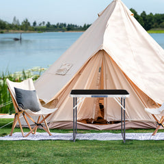 HAOYYE 2.3ft Aluminum Camping Folding Table Black Lightweight Portable Table with Carry Handle for Outdoor Picnic BBQ Travel Patio Balcony Office Use Easy Setup Space Saving Design