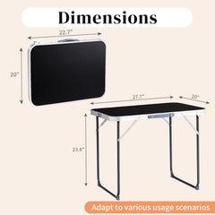 HAOYYE 2.3ft Aluminum Camping Folding Table Black Lightweight Portable Table with Carry Handle for Outdoor Picnic BBQ Travel Patio Balcony Office Use Easy Setup Space Saving Design