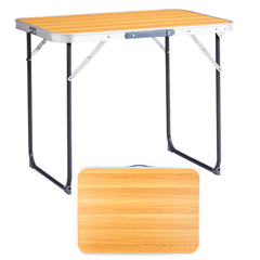 HAOYYE Aluminum Camping Folding Table Wood Grain Color Portable Outdoor Picnic Table Lightweight Rust-Resistant Easy Setup Small Utility Table for BBQ Hiking Patio Travel Indoor Outdoor Use