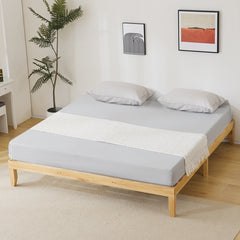 HAOYYE Basic Painted Pine Wood Bed Frame King Size Wooden Bed Simple and Durable Design Classic Natural Finish Sturdy Construction Perfect for Bedroom