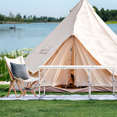 HAOYYE Aluminum Alloy Folding Table White Portable Picnic Dining Table with Carry Handle Lightweight Foldable Desk for Indoor Outdoor Camping Party Backyard Garden Office Easy to Set Up and Store