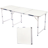HAOYYE Aluminum Alloy Folding Table White Portable Picnic Dining Table with Carry Handle Lightweight Foldable Desk for Indoor Outdoor Camping Party Backyard Garden Office Easy to Set Up and Store
