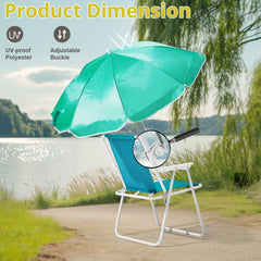HAOYYE Folding Beach Chair with Umbrella for Adults, Lightweight Portable Camping Chair with Cup Holder and Carry Bag, 265lbs Capacity for Travel, Picnic, Patio, Poolside, Fishing, Concert, Outdoor Relaxation and Backyard Lounging, Mint Green