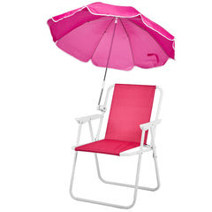 HAOYYE Folding Beach Chair with Umbrella for Adults, Lightweight Portable Camping Chair with Cup Holder and Carry Bag, 265lbs Capacity for Travel, Picnic, Poolside, Patio, Hiking, Fishing, Outdoor Concerts and Backyard Relaxation, Pink