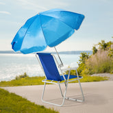 HAOYYE Folding Beach Chair with Umbrella for Adults, Lightweight Portable Outdoor Camping Chair with Cup Holder and Carry Bag, 265lbs Capacity for Travel, Picnic, Patio, Poolside, Hiking, Fishing, Backyard, Concert, Blue